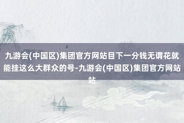 九游会(中国区)集团官方网站目下一分钱无谓花就能挂这么大群众的号-九游会(中国区)集团官方网站