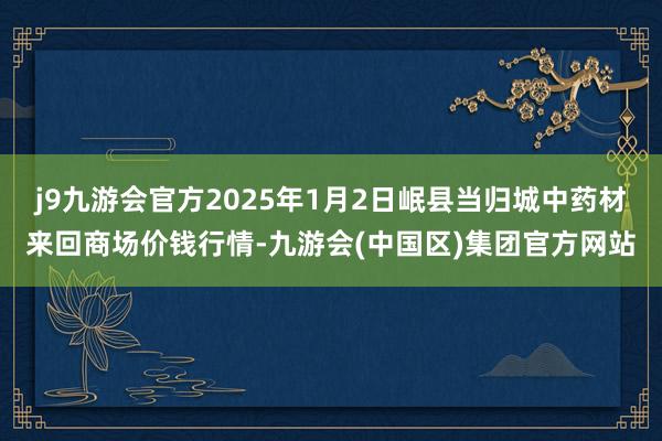 j9九游会官方2025年1月2日岷县当归城中药材来回商场价钱行情-九游会(中国区)集团官方网站