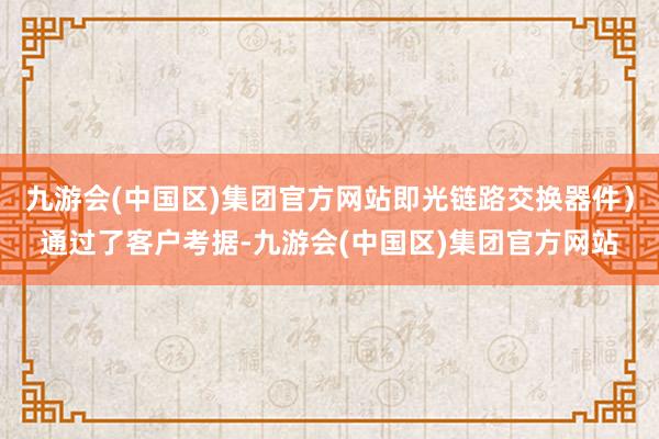 九游会(中国区)集团官方网站即光链路交换器件）通过了客户考据-九游会(中国区)集团官方网站