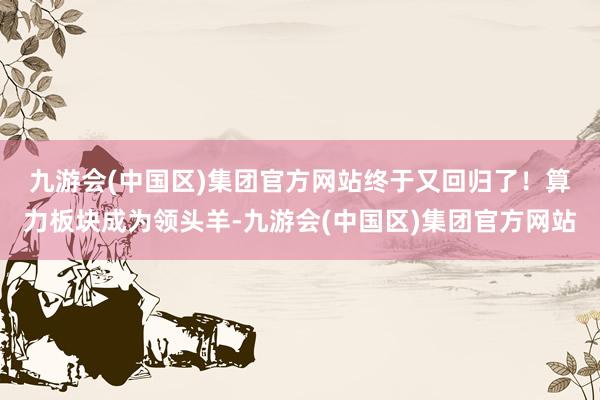 九游会(中国区)集团官方网站终于又回归了！　　算力板块成为领头羊-九游会(中国区)集团官方网站